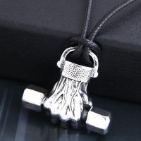 Men Necklace, Zinc Alloy, with PU Leather, silver color plated, for man & blacken Approx 21.7 Inch 