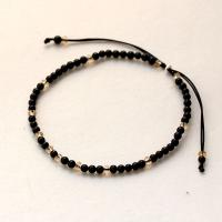 Black Agate Bracelets, Unisex & adjustable, black, 3mm Approx 7.5 Inch 