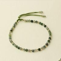 Gemstone Bracelets, Moss Agate, Unisex & adjustable, 3mm Approx 7.5 Inch 