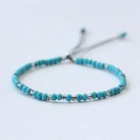 Gemstone Bracelets, Synthetic Turquoise, folk style & Unisex & adjustable, turquoise blue, 3mm Approx 7.5 Inch 