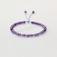 Gemstone Bracelets, Amethyst, Round, Unisex & adjustable, purple, 3mm Approx 7.5 Inch 