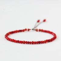 Bracelet Agate rose, agate rouge, Rond, unisexe & réglable & styles différents pour le choix, rouge, 3mm Environ 7.5 pouce Vendu par sac