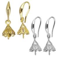 Brass Earring Drop Component, plated, DIY & micro pave cubic zirconia 26mm 1mm 