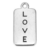 Zinc Alloy Tag Charm, Rectangle, plated, DIY & with letter pattern, metallic color plated Approx 2mm 