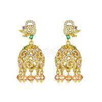 Brass Drop Earring, with Plastic, gold color plated, folk style & micro pave cubic zirconia & for woman & hollow, metallic color plated 