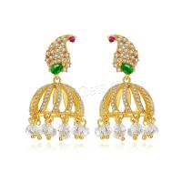 Brass Drop Earring, with Plastic, gold color plated, micro pave cubic zirconia & for woman & hollow, metallic color plated 