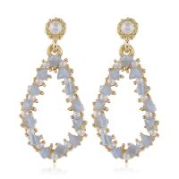 Zinc Alloy Drop Earring, irregular, gold color plated, for woman & with plastic pearl 