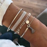 Alloy Bracelet Set, 4 pieces & fashion jewelry & for woman, silver color 