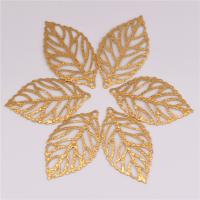 Brass Leaf Pendants, DIY & hollow, original color Approx 1mm 