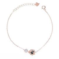 Sterling Silver Bracelets, 925 Sterling Silver, with Lampwork, with 1.57inch extender chain, plated, oval chain & micro pave cubic zirconia & for woman 8.4mm Approx 6.1 Inch 
