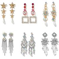 Zinc Alloy Rhinestone Drop Earring, with Zinc Alloy, plated & for woman 