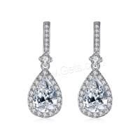 Brass Drop Earring, plated, micro pave cubic zirconia & for woman, metallic color plated 