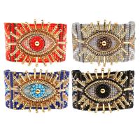 Glass Seed Beads Bracelets, Seedbead, Evil Eye, handmade, Length Adjustable & woven pattern 125*30mm 
