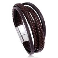 Men Bracelet, PU Leather, with Zinc Alloy, plated, fashion jewelry & for man .1 Inch 