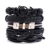 Unisex Bracelet, Faux Leather, bracelet, with Zinc Alloy, plated, 5 pieces & fashion jewelry, 60mm 
