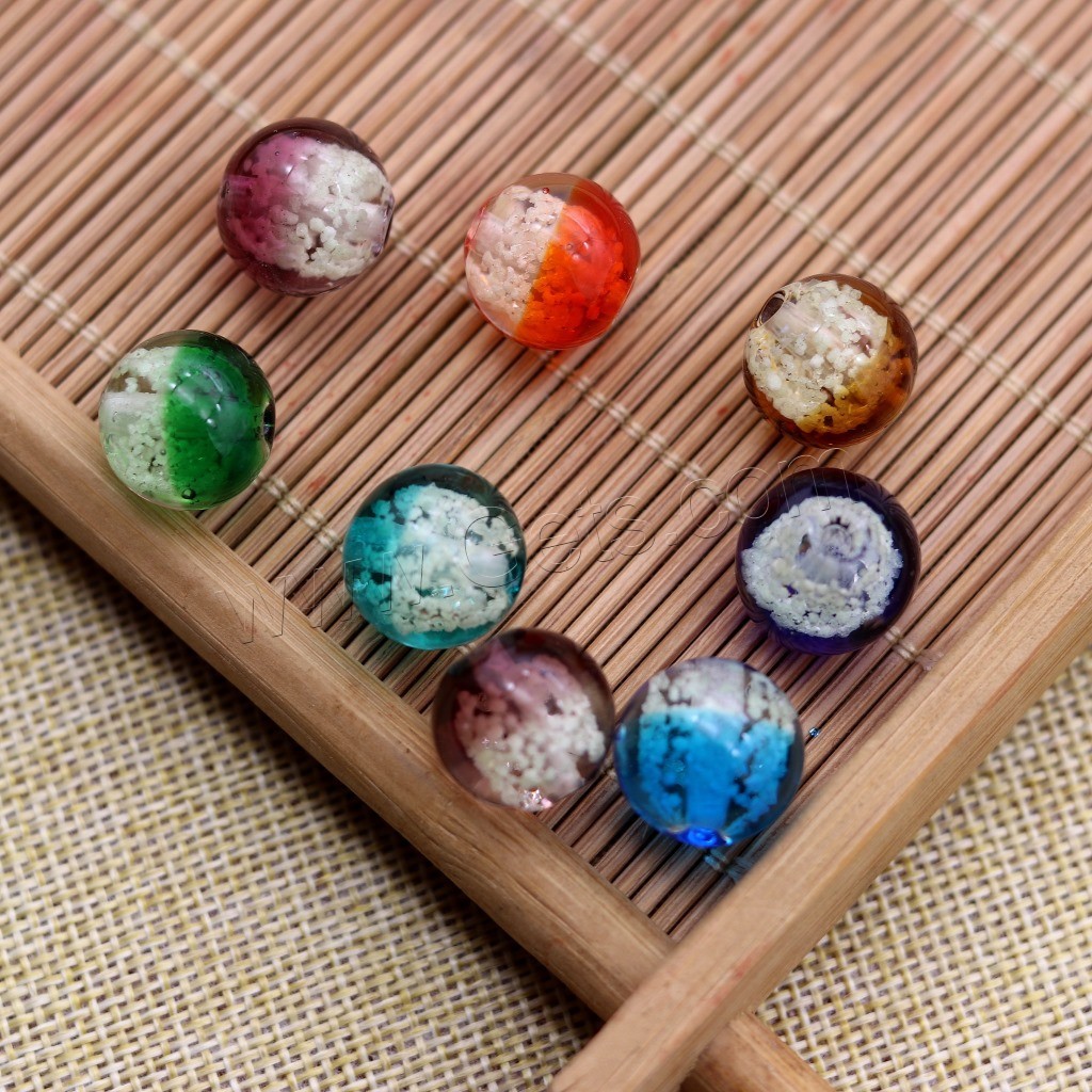 Perles murano lumineuses , chalumeau, Rond, DIY & normes différentes pour le choix & lumineux, plus de couleurs à choisir, Trou:Environ 1.6mm, 100PC/sac, Vendu par sac