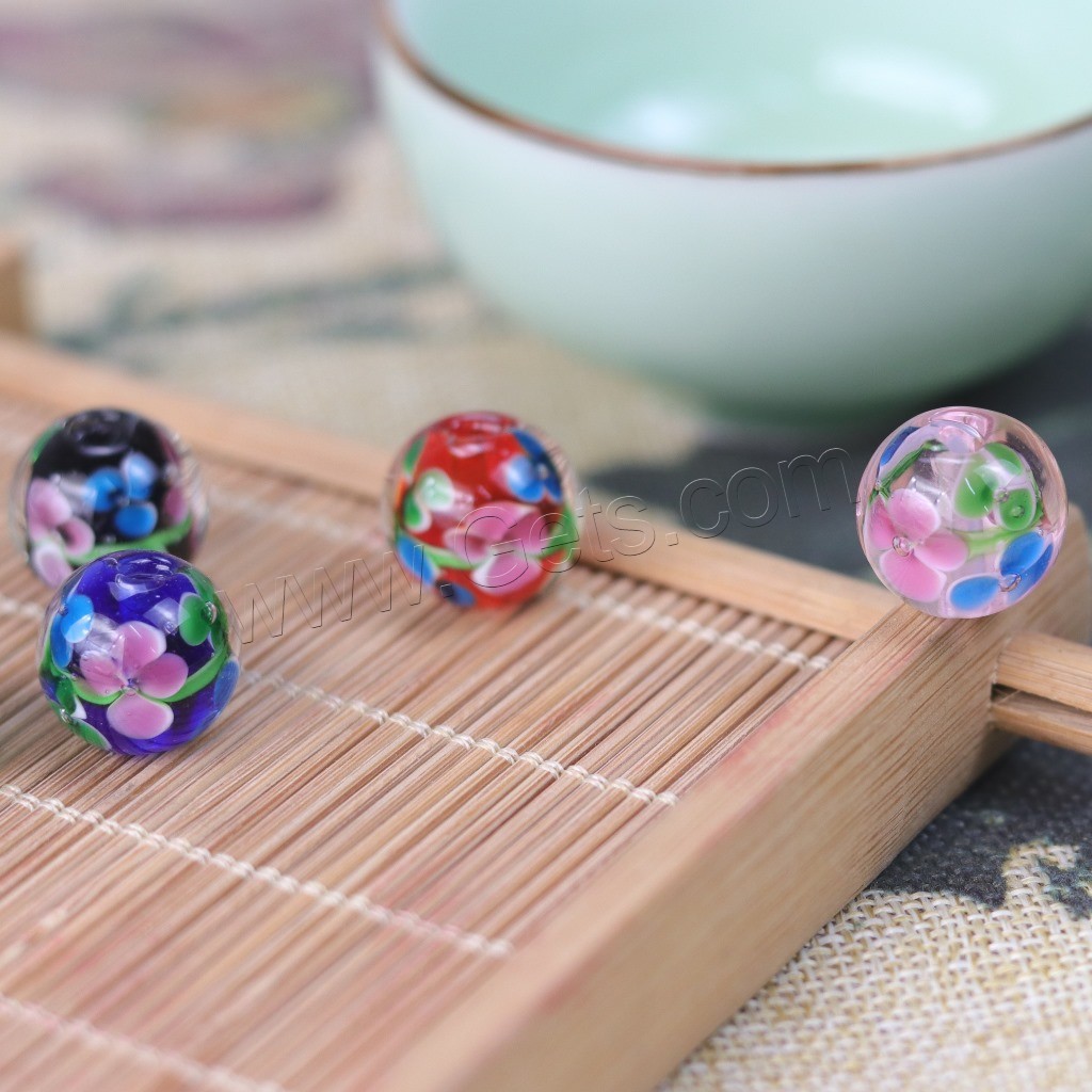 Inner Flower Lampwork Beads, Round, DIY & different size for choice, more colors for choice, Hole:Approx 1.8mm, Sold By PC