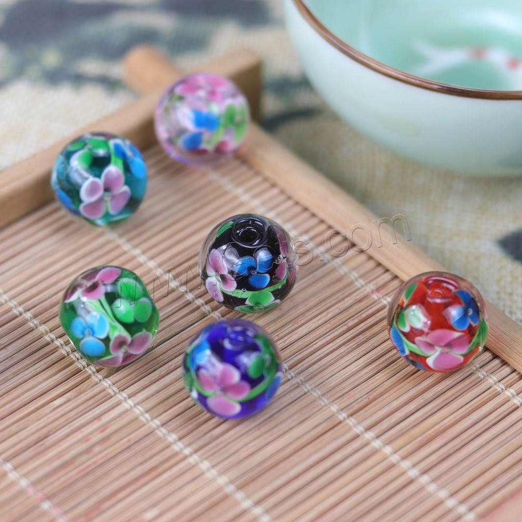 Inner Flower Lampwork Beads, Round, DIY & different size for choice, more colors for choice, Hole:Approx 1.8mm, Sold By PC