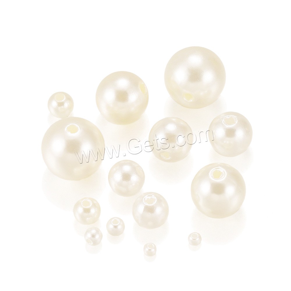 ABS プラスチック真珠ビーズ, ABS 樹脂パール, ラウンド形, DIY & 異なるサイズの選択, 無色, 10バッグ/ロト, 売り手 ロト