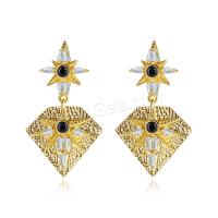 Brass Drop Earring, 18K gold plated, micro pave cubic zirconia & for woman, metallic color plated 