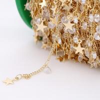 Brass Beading Chains, with Cubic Zirconia, plated, DIY metallic color plated 