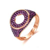 Brass Open Finger Ring, plated, Adjustable & micro pave cubic zirconia & for woman 13mm 
