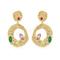 Brass Drop Earring, plated, micro pave cubic zirconia & for woman & hollow 