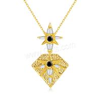 Cubic Zircon Micro Pave Brass Necklace, with 2.36 inch extender chain, gold color plated, micro pave cubic zirconia & for woman, metallic color plated Approx 15.74 Inch 
