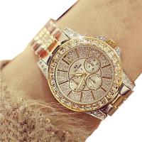 Women Wrist Watch, Stainless Steel, with Organic Glass & Zinc Alloy, Singaporean movement, plated, Life water resistant & for woman & with rhinestone 40mm 