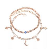 Zinc Alloy Anklet, fashion jewelry & multilayer, gold 