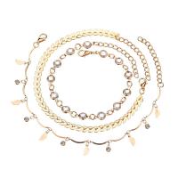 Zinc Alloy Anklet, three pieces & fashion jewelry, gold 