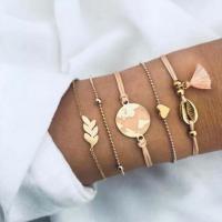 Zinc Alloy Bracelet Set, 2 pieces & fashion jewelry, pink 