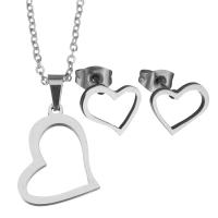 Fashion Stainless Steel Jewelry Sets, Stud Earring & necklace, Heart, fashion jewelry 1.5mm Inch 