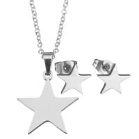 Fashion Stainless Steel Jewelry Sets, Stud Earring & necklace, Star, fashion jewelry & for woman 1.5mm Inch 