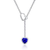 Titanium Steel Jewelry Necklace, with Crystal, Heart, oval chain & for woman, original color Approx 15.7 Inch 