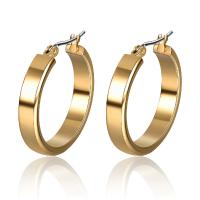 Titanium Steel Hoop Earring, Donut, gold color plated, for woman 
