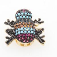Brass Slide Charm, Insect, plated, DIY & micro pave cubic zirconia, golden, 16.2*16.3*6.5mm Approx 12.25mm 