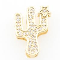 Brass Slide Charm, plated, DIY & micro pave cubic zirconia, golden, 18.3*12.9*4.25mm Approx 12.75mm, 20/PC 