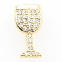 Brass Slide Charm, Cup, plated, DIY & micro pave cubic zirconia, golden, 16.03*8.4*4.7mm Approx 12.24mm 