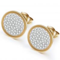 Stainless Steel Cubic Zirconia Stud Earring, Round, plated, micro pave cubic zirconia & for woman 13*13mm 