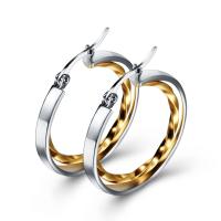 Stainless Steel Hoop Earring, Round, plated, for woman, golden, 28*4.3*3.5mm 