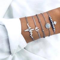 Zinc Alloy Bracelet Set, 5 pieces & fashion jewelry, mixed colors 