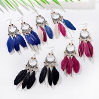 Fashion Feather Earring , Zinc Alloy, with Feather, fashion jewelry 