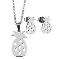 Fashion Stainless Steel Jewelry Sets, Stud Earring & necklace, Pineapple, fashion jewelry & for woman 1.5mm Inch 
