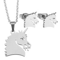 Fashion Stainless Steel Jewelry Sets, Stud Earring & necklace, Horse, fashion jewelry & for woman 1.5mm Inch 