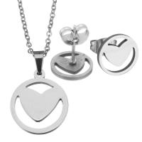 Fashion Stainless Steel Jewelry Sets, Stud Earring & necklace, fashion jewelry & for woman 1.5mm,10mm Inch 
