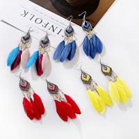 Fashion Feather Earring , Zinc Alloy, portable & cute 12.5cm 