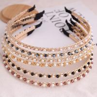 Hair Bands, Zinc Alloy, with Crystal & Glass Pearl, gold color plated, for woman 