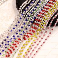 Rhinestone Chain, with ABS Plastic Pearl & Iron, plated, DIY 2mm 