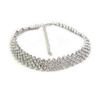 Fashion Choker Necklace, Zinc Alloy, with 2.75 inch extender chain, platinum color plated, for woman & with rhinestone, metallic color plated Approx 12.99 Inch 